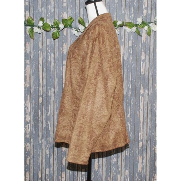 Liz Claiborne Women's Brown Jacket Plus Size 22W Floral Button Up So Soft Shaket - Picture 4 of 7